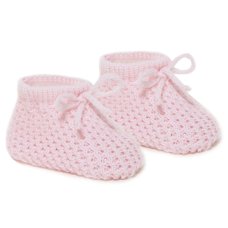 S401-P: Pink Acrylic Bootees w/Lace